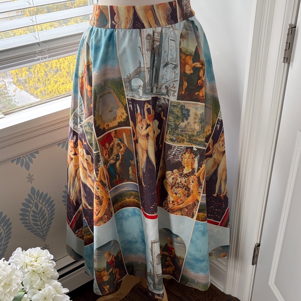 Alice + Olivia Multicolor Artistic Midi Skirt size 10